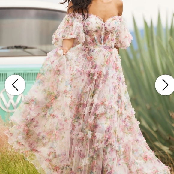 Sherri Hill Pastel Floral Dress - Picture 2 of 9